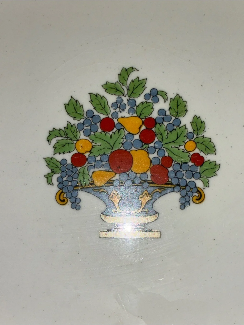 Vtg Pope Gosser Cream Floral Fruit Medallion Serving Platter